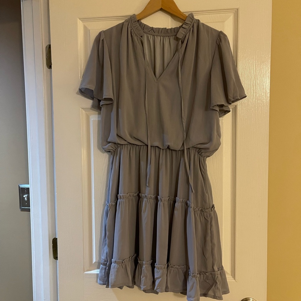 Elegant Gray Ruffle Dress